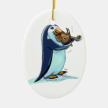 penquin violin player christmas ornament