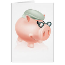 Pension savings piggy bank greeting card