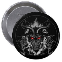 Pentagram Baphomet Black Metal Pinback Button
