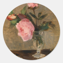 Peonies Berthe Morisot Fine Art Round Stickers