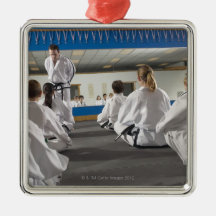 People in a tae kwon do class ornament