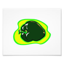 Pepper green habanero on bright yellow photograph