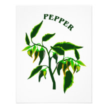 Pepper green plant graphic with word pepper personalised invite