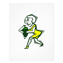 Pepper in hand of yellow woman in dress custom invitation