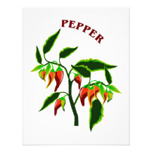 Pepper plant graphic with word pepper personalised invitations