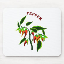 Pepper plant graphic with word pepper mouse pads