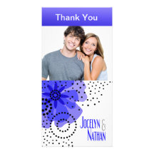Pepper Poppies Photo Thank You blue Custom Photo Card