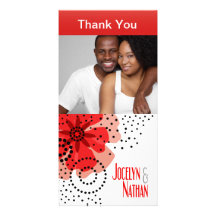 Pepper Poppies Photo Thank You red Personalised Photo Card