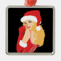Peppermint Peek Premium Square Ornament ornaments