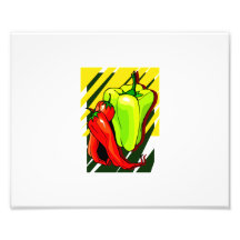Peppers chilli and yellow on yellow bg photographic print