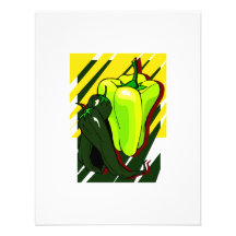 Peppers green and yellow on yellow bg personalised invitation