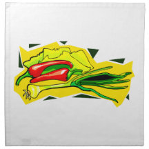 peppers scallions on yellow bg graphic napkins