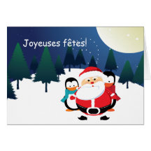 Père Noël et Manchot  Santa Claus cartes Greeting Card