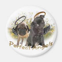 Perfect Angel Pugs Refrigerator Magnet