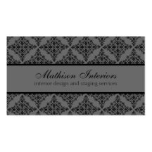 Perfectly Polished Damask Business Card, Grey