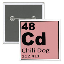 Periodic Table of the foodie  Elements: Chilli Dog Pinback Buttons