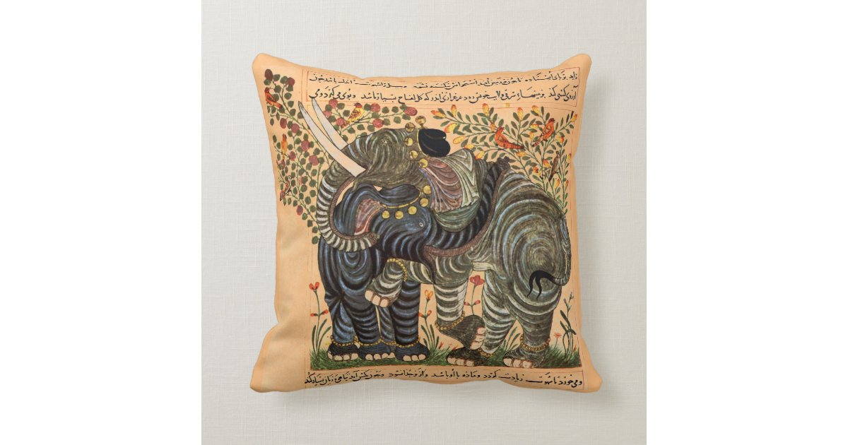 Persian Elephants pillow Throw Cushion Zazzle