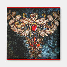 PERSIAN JEWELED EMBROIDERED PILLOW DESIGN MAGNETS