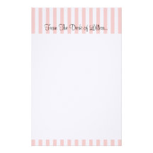 Personal, customisable pink and white stripe stationery paper