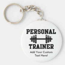 Personal Trainer Black and White Dumbell Training Keychains