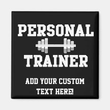 Personal Trainer Black and White Dumbell Training Magnets