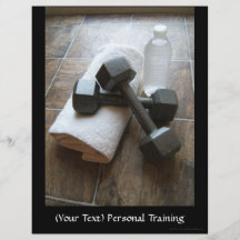Personal Trainer or Fitness Dumbells Towel & Water Personalized Flyer