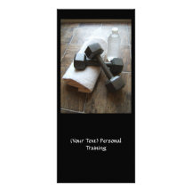 Personal Trainer or Fitness Dumbells Towel & Water Rack Card Template