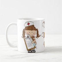 Personalise Brunette Nurse Gifts! Coffee Mugs