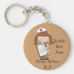 Personalise Brunette Nurse Gifts! Key Chains