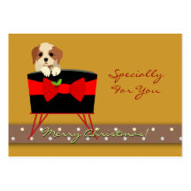 Personalise Christmas Holiday Gift Tag (Puppy) Business Card Templates