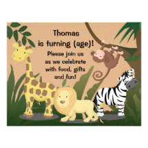Personalise Happy Jungle Birthday Party Invitation