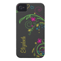 Personalise Neon Floral iPhone 4 Barely There Case Case-Mate iPhone 4 Case