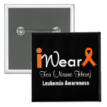 Personalise Orange Ribbon Leukaemia Pinback Button