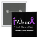 Personalise Purple Ribbon Pancreatic Cancer Pinback Buttons