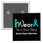 Personalise Teal Ribbon Ovarian Cancer Button