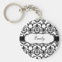 Personalise With Your Name Damask Keychain