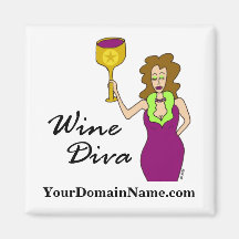 Personalise with your web site url Wine Diva Refrigerator Magnets