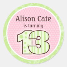 Personalised 13th Birthday Seal Round Sticker