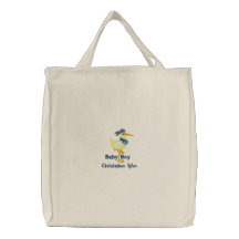 Personalised baby boy embroidered canvas tote bag