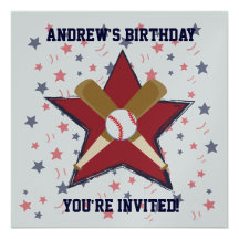 Personalised  Baseball player Birthday party Custom Announcements