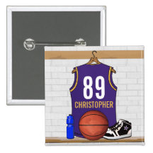 Personalised  Basketball Jersey (PG) Pinback Buttons