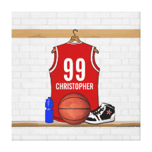 Personalised Basketball Jersey (red) Canvas Prints