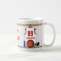 Personalised Basketball Jersey (white red) Coffee Mug