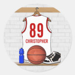 Personalised Basketball Jersey (white red) Stickers
