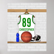 Personalised Basketball Jersey (whitegreen) Poster