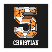 Personalised Basketball Number 5 Gallery Wrap Canvas