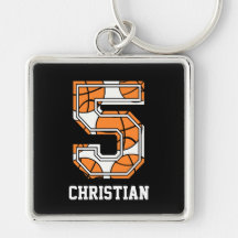 Personalised Basketball Number 5 Key Chain