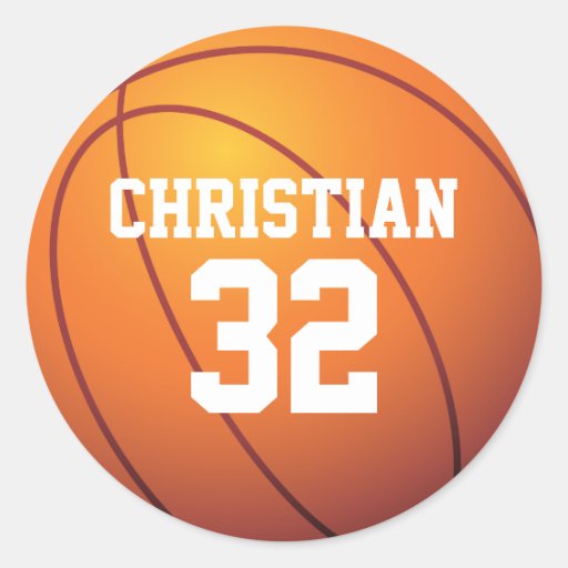 Personalised Basketball Round Sticker