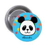 Personalised Big Face Panda Cartoon Buttons