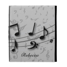 Personalised black and grey musical notes iPad case